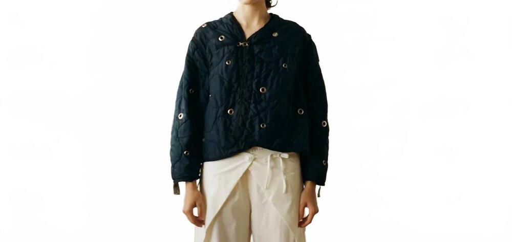 NEW SLOPPY SECONDS women's military liner grommet jacket in navy